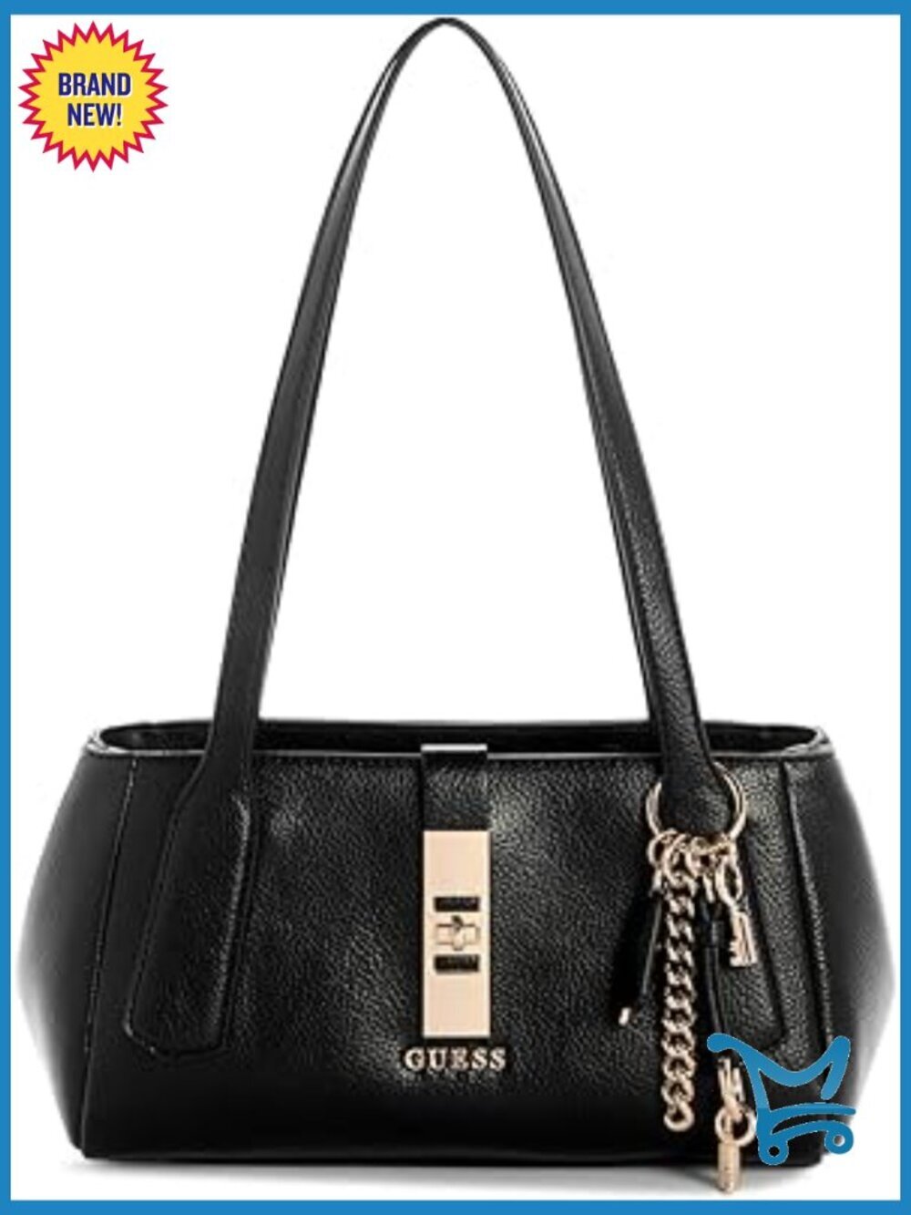 Eco Pebble PU Shoulder Satchel with Removable Charm and Gold Hardware